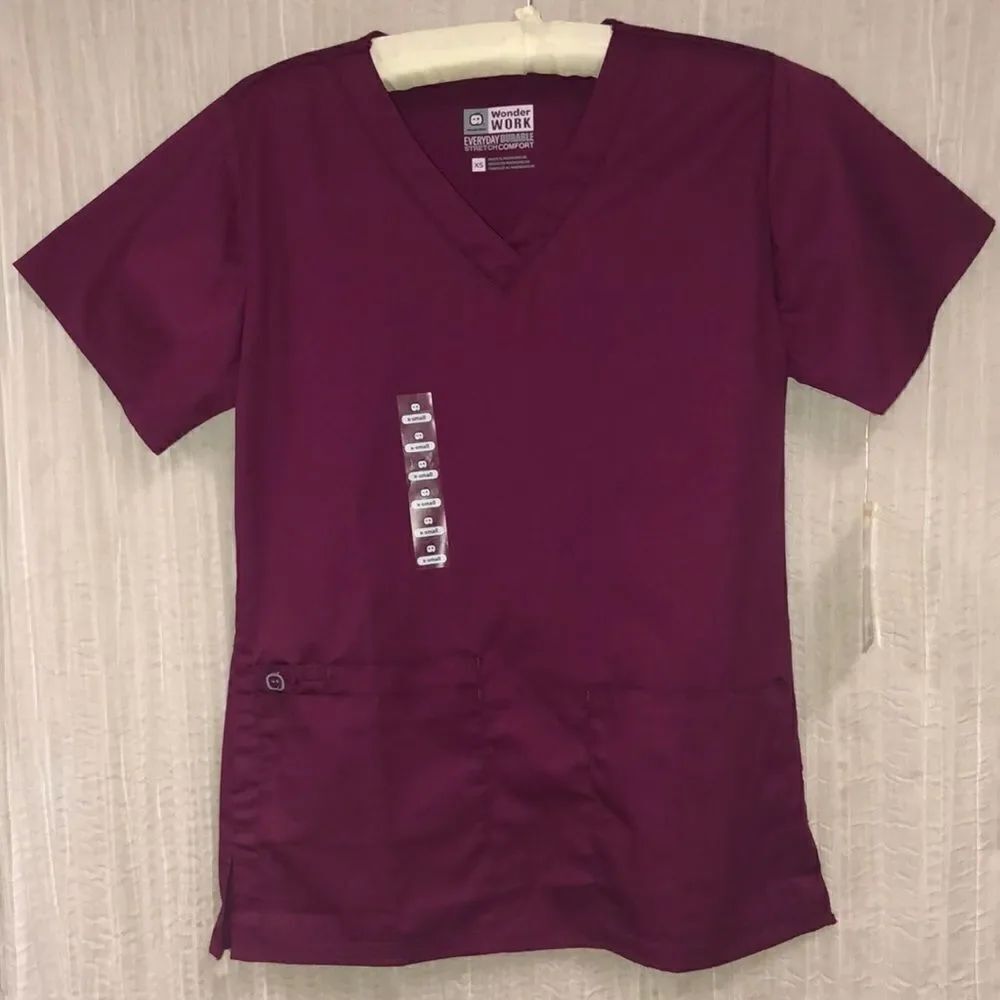 Wonder Wink XS Maroon Burgundy Stretch Comfort Scrub Top